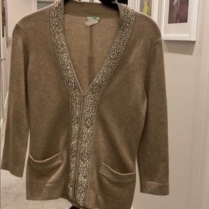 J. Crew cashmere cardigan crystal trim sweater